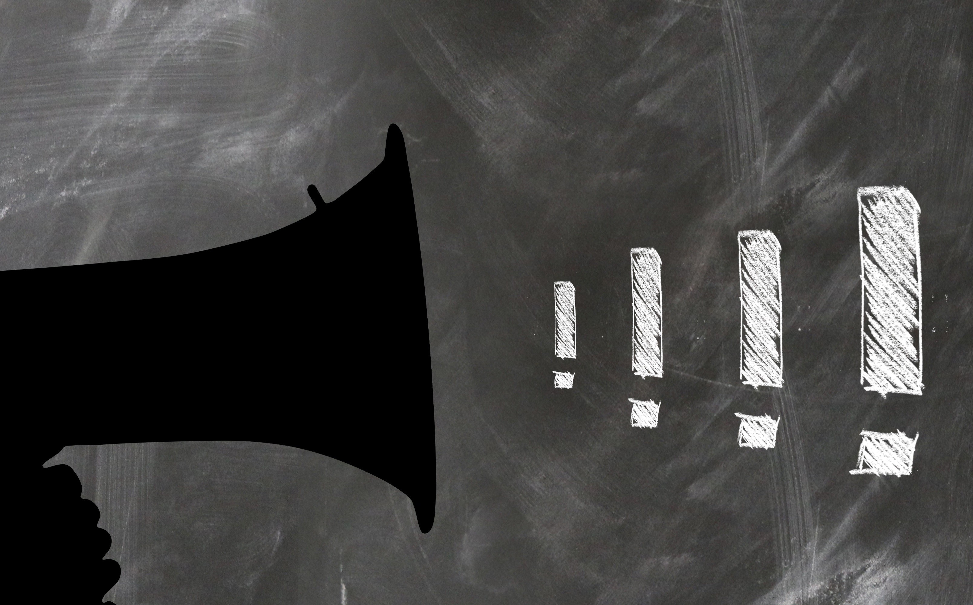 Exclamation announcement from bullhorn