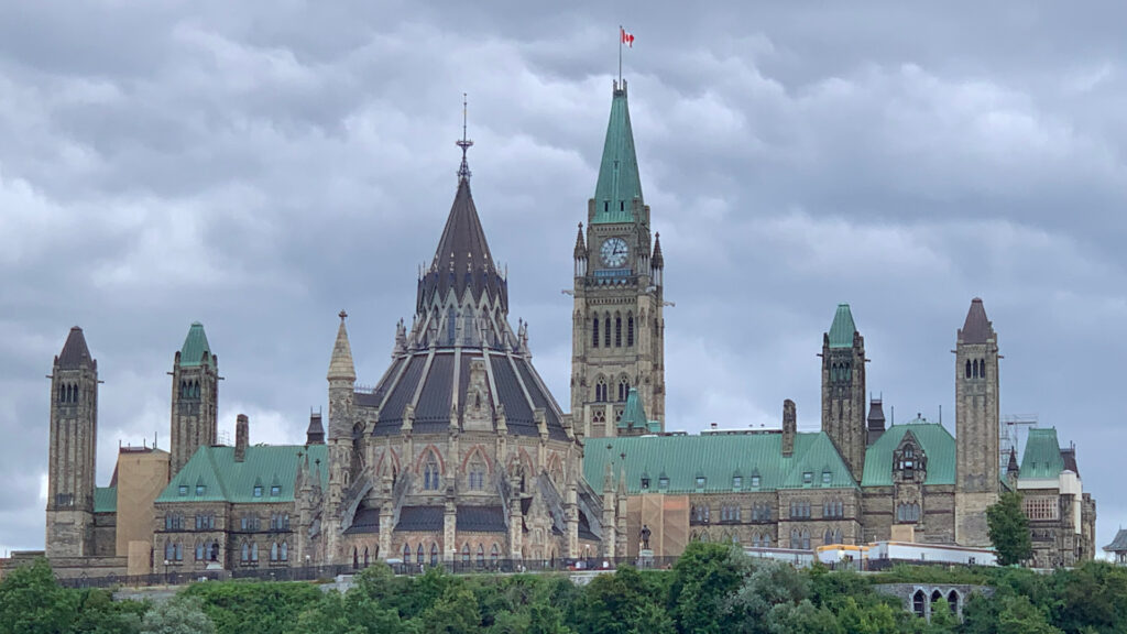 View of Parliament buildings from Ottawa river