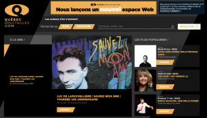 Capture d'écran de la page d'accueil du site Web QuébecSpectacles