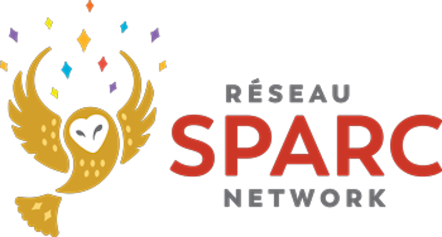 Drawing of an owl with sparkles overhead, next to the title "Réseau SPARC Network"