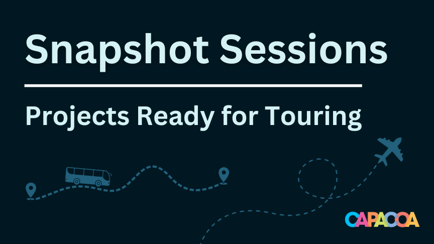 An illustration of an airplane and bus travelling with the text Snapshot Sessions Projects Ready for Touring.