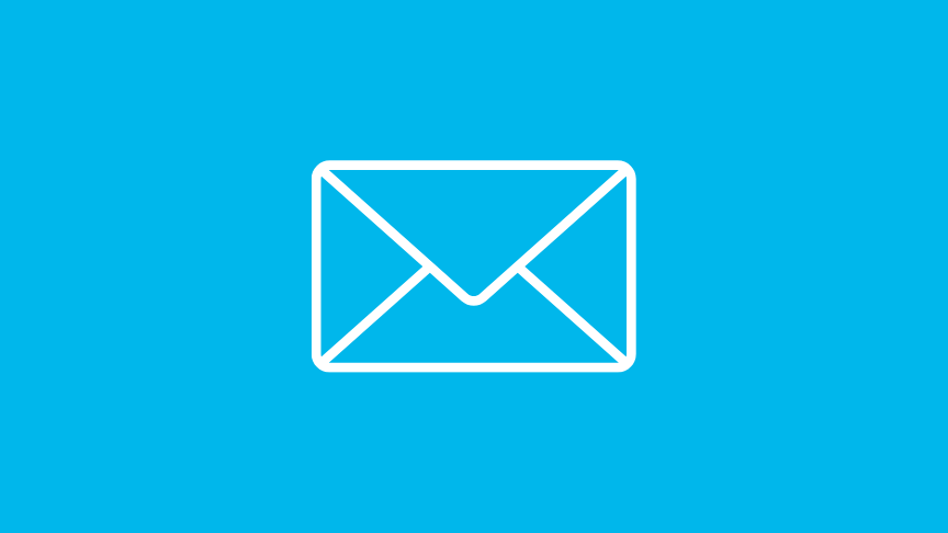 A white envelope icon on a blue background