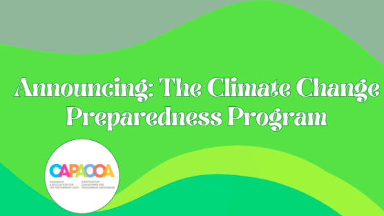 A green background with white text that reads "Announcing: The Climate Change Preparedness Program"