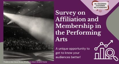 Purple banner with the title "Survey on Affiliation and Membership in the Performing Arts"