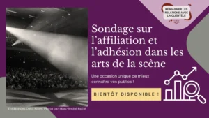 Bannière avec le titre « Enquête sur l'affiliation et l'adhésion dans les arts des la scène ».